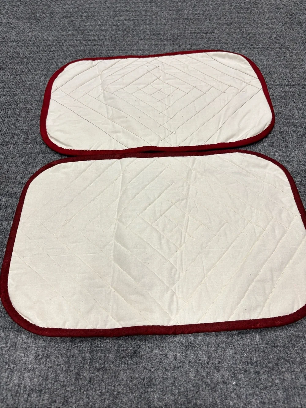 Hand Crafted Log Cabin Design Quilted Placemat Pair